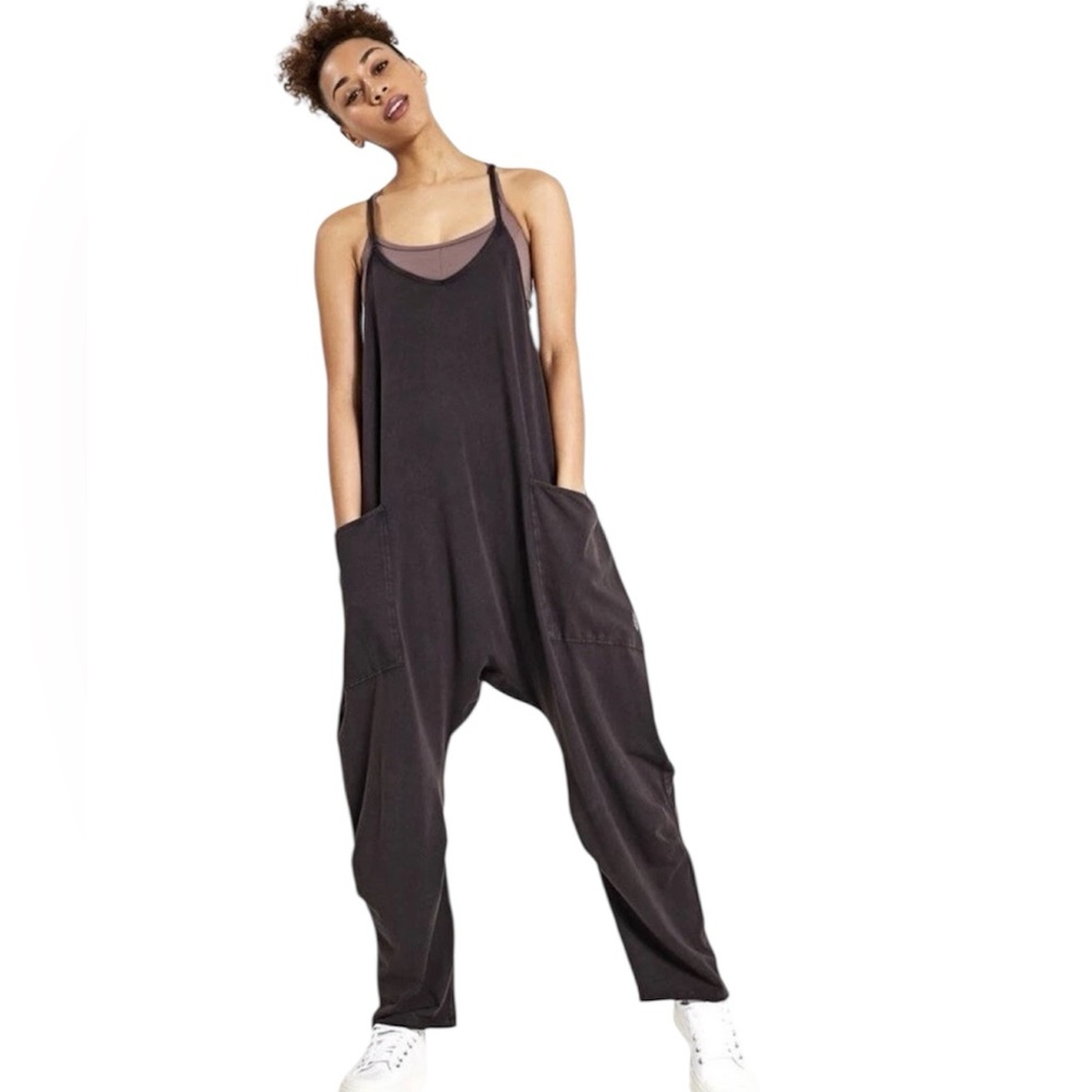 Free People Movement Hot‎ Shot Onesie Jumpsuit Washed Black Size Large